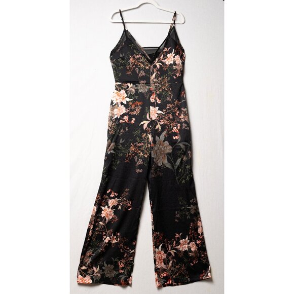Adelyn Rae Rosanna Anthropologie Black Floral Jumpsuit Large L NWT $178 MSRP - Picture 3 of 5